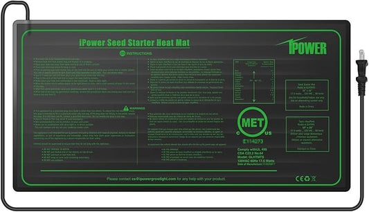 iPower 10" x 20" Warm Hydroponic Seedling Heat Mat and Digital Thermostat Control Combo Set for Seed Germination, Black iPower