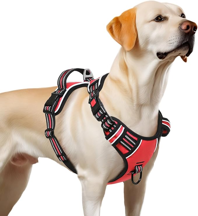 Timos Dog Harness,NO Need Go Over Dogs Head 3 Snap Buckles Pet Harness with 2 Leash Clips,Adjustable Soft Padded No-Pull,Reflective No-ChokeOxford Vest for Small Medium Large Dogs,X-Large (Pack of 1) Timos
