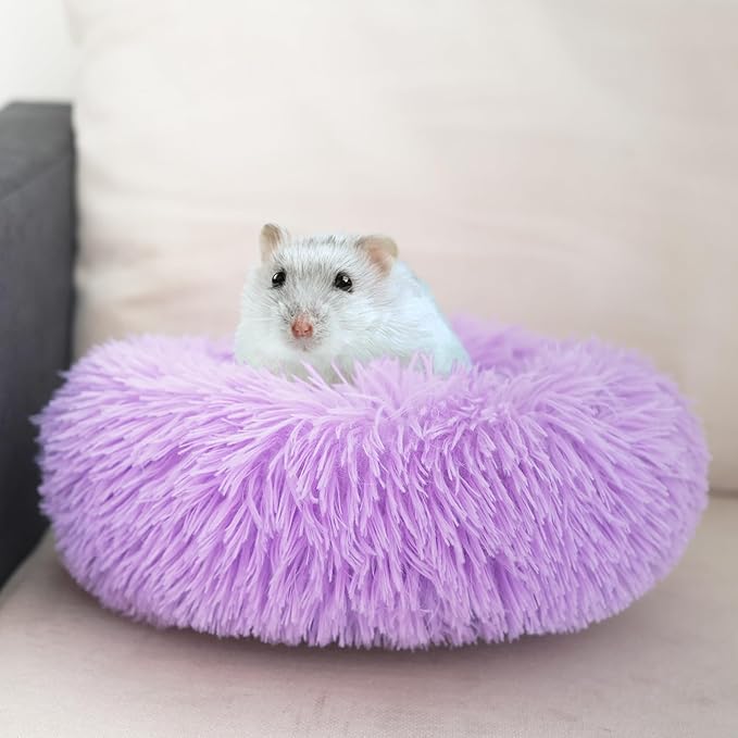 Chinchilla Bed Purple for Cage Fluffy Round Beds for Small Animals Washable Anti Slip 11.8 inch - PAWPICO