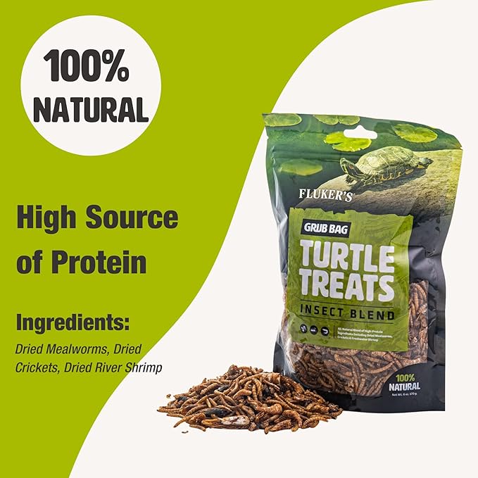 Fluker's Grub Bag Turtle Treats, Insect Blend, High Protein Freeze Dried River Shrimp, Crickets, and Mealworms, For Aquatic Turtles, Amphibians, and Reptiles, 12 oz Flukers
