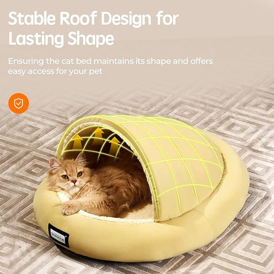 Balance 2 in 1 Cat Bed Cave for Kittens and Small Dogs, Cat Tents for Indoor Cats, Covered Cat Beds with Removable Cushion, Calming Cat Nest, Cat Hideaway, Washable Cat House with Non-Slip Bottom - PAWPICO