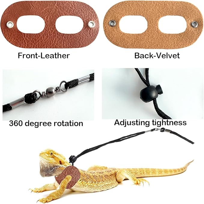 Guinea Pig Carrier,Guinea Pig Carrier for 2,Reptile Travel Carrier for Lizards Sugar Glider Hedgehog Rat Parrot Birds (Black, Carrier+Harness Leash Brown) WEVONIGU