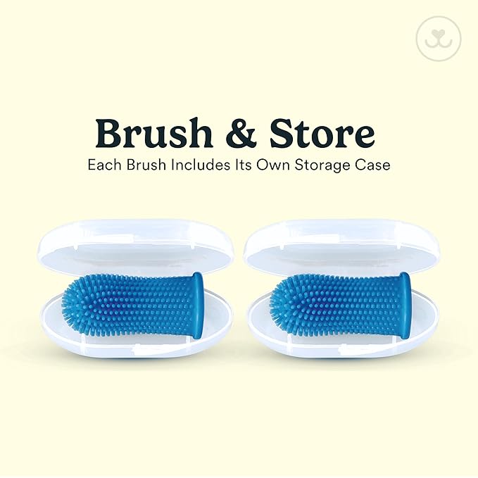 Jasper Dog Toothbrush for Large Fingers, 360º Dog Tooth Brushing Kit, Dog Teeth Cleaning, Dog Finger Toothbrush for Medium & Large Pets, Use with Dog Toothpaste, 2-Pack Navy-Blue Large JASPER%C2%AE