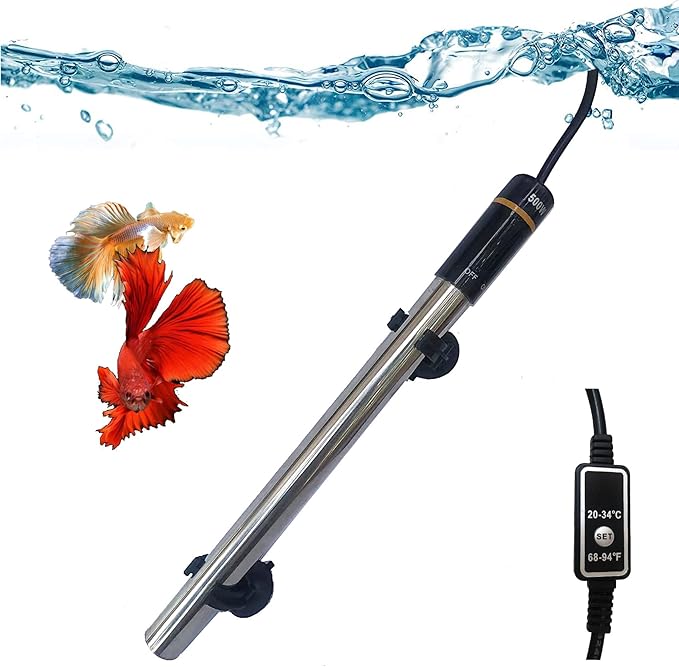 Aquarium Heater, 500W Submersible Fish Tank Heater Underwater Turtle Water Warmer for 40-90 Gallon Tank with with Intelligent LED Temperature Display and External Temperature Controller ZHGSERVU