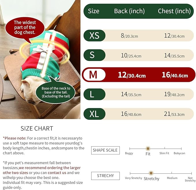 Dog Christmas Sweater for Medium Size Dog - Puppy Gift Medium Warm Santa Clothes in Winter, Turtleneck Pullover Design for Boy Girl Pet, Doggies, Cat, Kitten Weiner Bulldog Beagles(M, Xmas) - PAWPICO