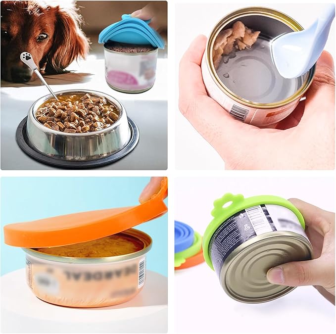 3 Pack Pet Food Can Covers Universal Can Lids Safe/Silicone Dog&Cat Food Can Lid Covers (green+blue+orange) - PAWPICO