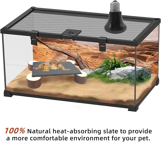 Bearded Dragon Basking Platform with Wooden Pile,Reptiles Hideout Cave,Turtle Basking Rock,Terrarium Habitat Decor Tank Accessories for Tortoise Lizards Snakes Chameleon Style C Gxsdj