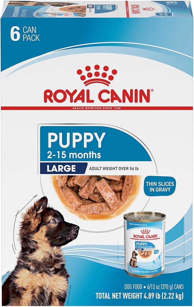 Royal Canin Size Health Nutrition Large Puppy Thin Slices in Gravy Wet Dog Food, 13 Oz Can (6-Pack) - PAWPICO