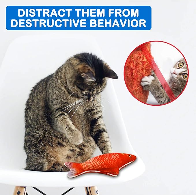 5Pcs Catnip Toy, Plush Fish Cat Toy, Cat Chew Toy, Catnip Filled Cartoon Fish with Bell Inside for Interactive Kitty Chew Toys Cat Teething Cat Exercise - PAWPICO