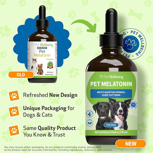Pet Wellbeing Pet Melatonin for Dogs - Supports Adrenal Health, Cortisol Balance, Helps Maintain Normal Sleep Patterns - Veterinarian-Formulated Liquid Supplement 4 fl oz (118 ml) PetWellbeing