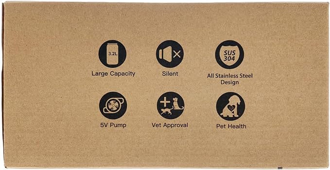 Cat Water Fountain Stainless Steel - Dog Automatic Waterer Bowl - Auto Pet Dispenser - Small Pets Drinking Waterer Indoor - Auto Dish Animal Fountains - 108oz/3.2L Metal Self Kitty Watering Supplies - PAWPICO