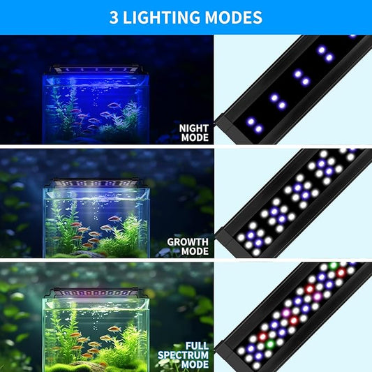 Zingbabu USB Aquarium Light,10W Full Spectrum Fish Tank Lights with Timer, Adjustable Extendable Bracket for 12-24 Inch Aquarium ProfessionalPhotographyLight
