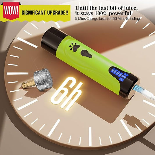 YABIFE Dog Nail Grinder, Dog Nail Trimmers and Clippers Kit, Super Quiet, Rechargeable, for Small Large Dogs Cats Toenail Claw Grooming,3 Speeds, 1 Extra Grinding Wheel - PAWPICO
