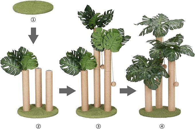 31.5Inch Cat Scratching Post,Cat Scratcher Tree with 3 Scratching Poles & 2 Interactive Dangling Balls,Cats Scratching Posts for Indoor Kitten & Adult Cats - PAWPICO