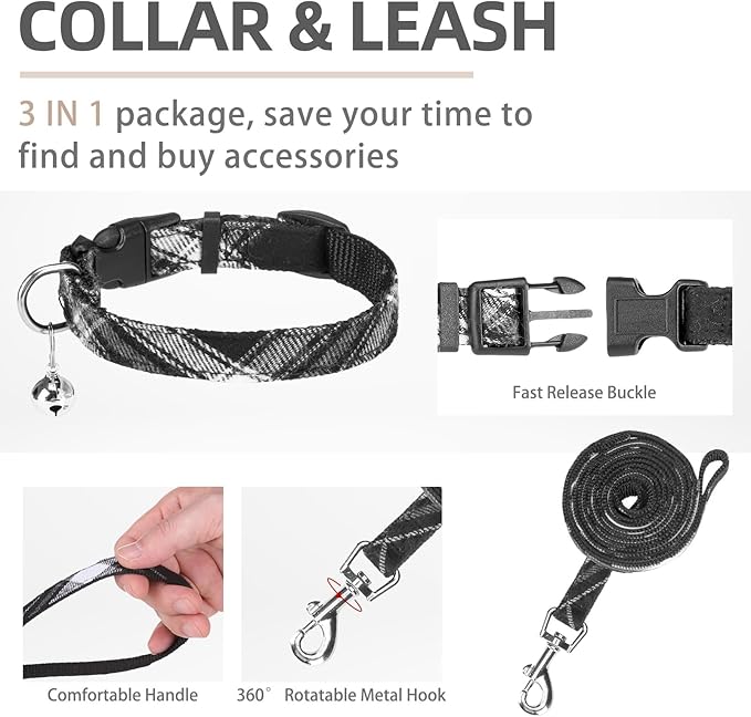 PUPTECK Adjustable Dog Harness Collar and Leash Set Step in No Pull Pet Harness for Small Medium Dogs Puppy and Cats Outdoor Walking Running, Soft Mesh Padded Reflective Vest Harnesses, Black M PUPTECK