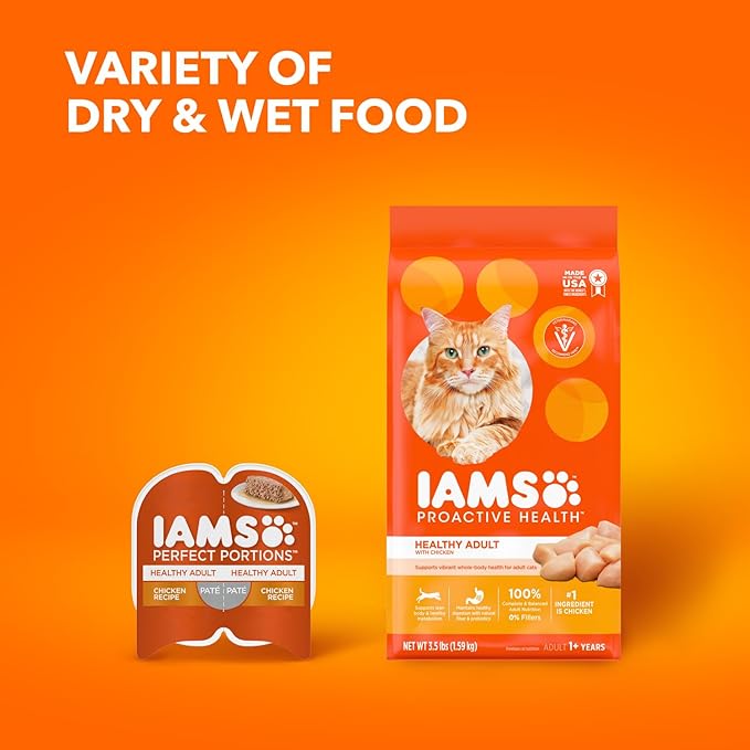 IAMS Proactive Health Healthy Adult Dry Cat Food with Chicken, 22 lb. Bag - PAWPICO