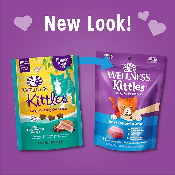 Wellness Kittles Natural Grain Free Cat Treats, Tuna & Cranberries, 6-Ounce Bag WellnessNaturalPetFood