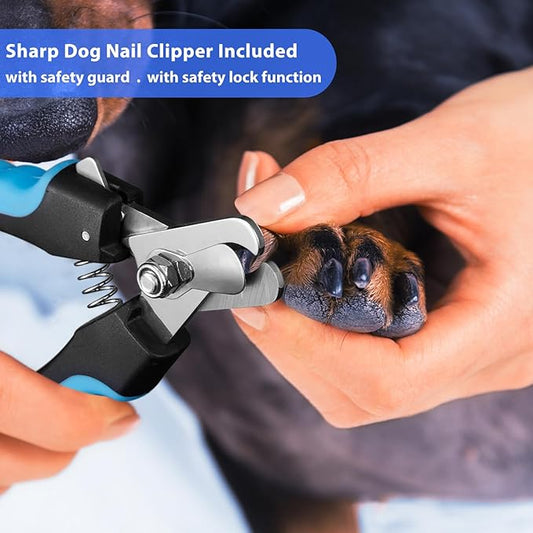 Dog Nail Grinder, Dog Nail Trimmers and Clippers Kit, Super Quiet Electric Pet Nail Grinder, Rechargeable, for Small Large Dogs & Cats Toenail & Claw Grooming,3 Speeds, 2 Grinding Wheels (A-Dark Blue) - PAWPICO