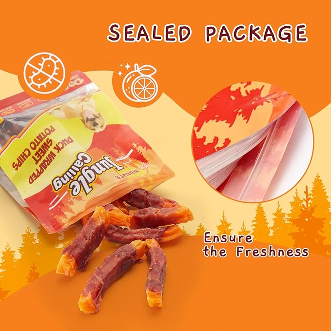 Jungle Calling Sweet Potato & Duck Dog Treats, Vegetarian, Nutritious and Delicious Snacks for Your Furry Friend, 10.6 oz - PAWPICO