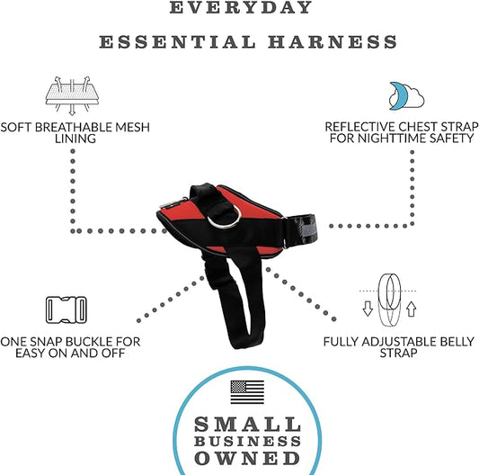 ShawnCo Essential Dog Harness, No-Pull Pet Vest with 3 Leash Clips, No Choke, Reflective, Adjustable and Padded, for Easy Walking and Training for Small, Medium and Large Dogs (Mustang Red, XL) SHAWNCO