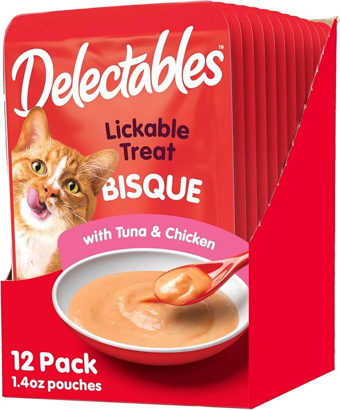 Delectables Bisque Lickable Wet Cat Treats - Tuna & Chicken, 1.4 oz (Pack of 12) Hartz