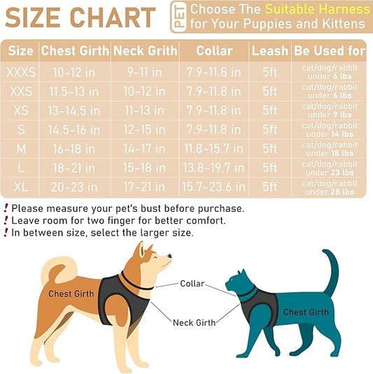 GAMUDA Small Dog Harness Collar and Leash Set, Step in No Chock No Pull Soft Mesh Adjustable Dog Vest Harnesses Plaid Reflective for Dogs Puppy Cats Kitten Rabbit (Beige, XL) GAMUDACollarsCollection