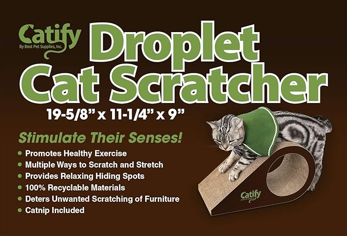 Catify by Best Pet Supplies, Inc., Inc., Inc., Droplet Cardboard Cat Scratcher with Catnip (CTM-07) - PAWPICO