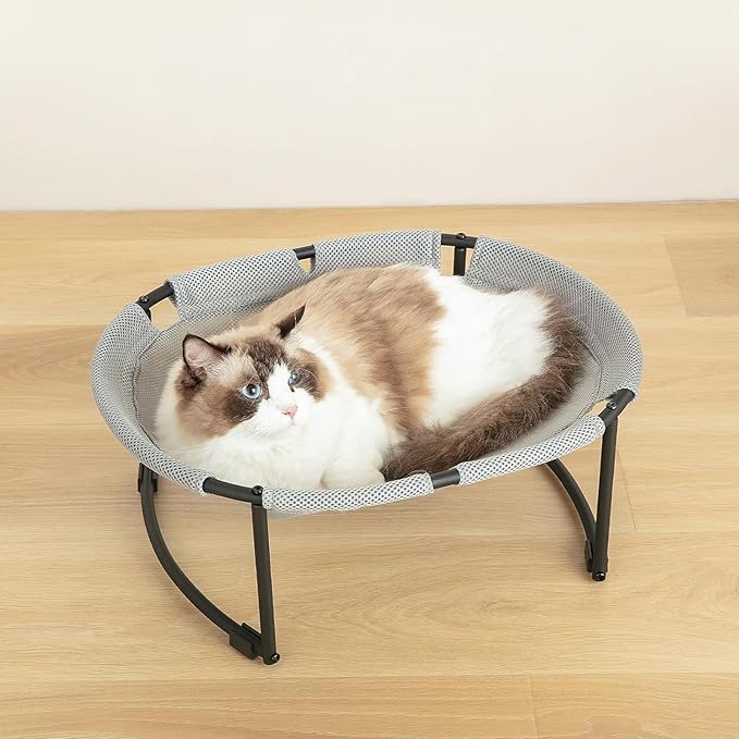 Cat Bed, Breathable Cat Hammock, Free-Standing Elevated Cat Bed for Indoors and Outdoors, Easy Assembly Cat Hammock Bed with Removable Washable Mesh for Cats up to 30 lbs, 20 in x 16.5 in x 8 in - PAWPICO