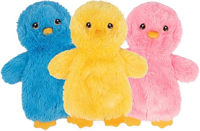 Best Pet Supplies Chicken Crinkle Plush Dog Toys for Interactive Play, Puppy and Senior Indoor Play, Colorful Chicken Toy Shape, Cute and Cuddly - Crinkle Chicken Bundle (Yellow, Pink, Blue) - PAWPICO