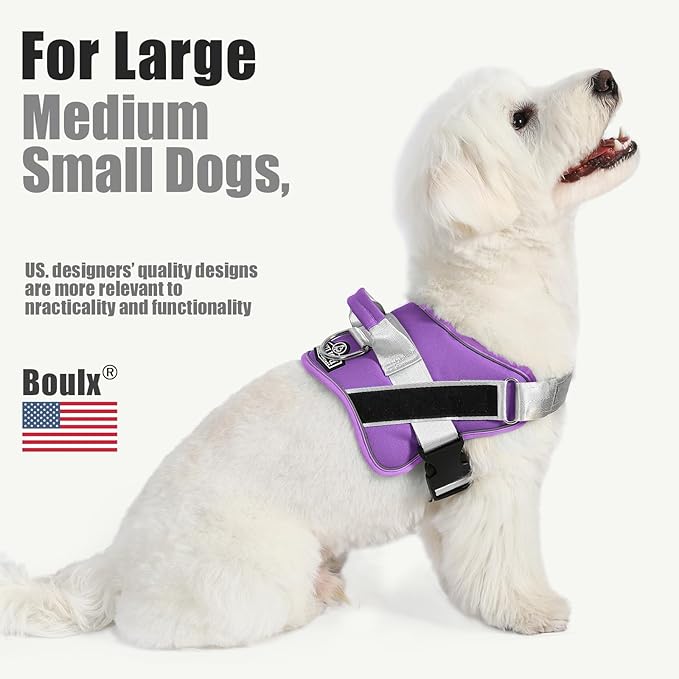 Bolux Dog Harness, No-Pull Reflective Dog Vest, Breathable Adjustable Pet Harness with Handle for Outdoor Walking - No More Pulling, Tugging or Choking (Lavender, X-Small (Pack of 1)) Bolux