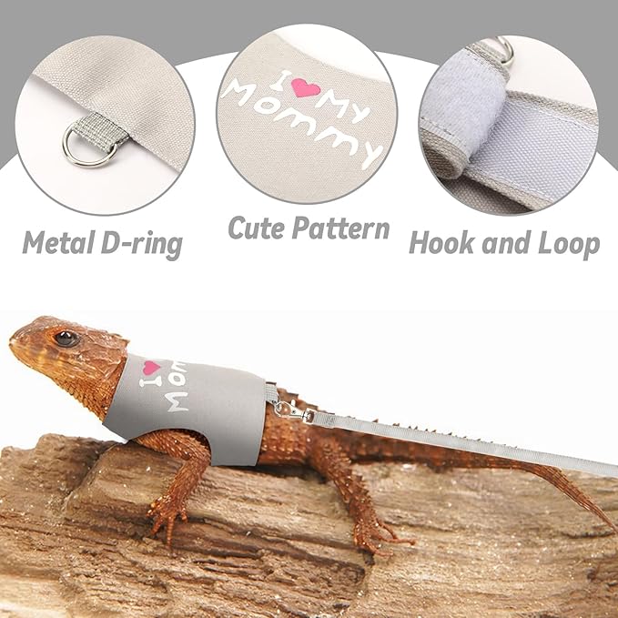 2 Pack Bearded Dragon Harness and Leash Set, Escape Proof Adjustable Lizard Reptiles Harness Cute Lizard Reptile Small Animal Harness Clothes with 5FT Leash for Walking Outdoor PETKNOWS
