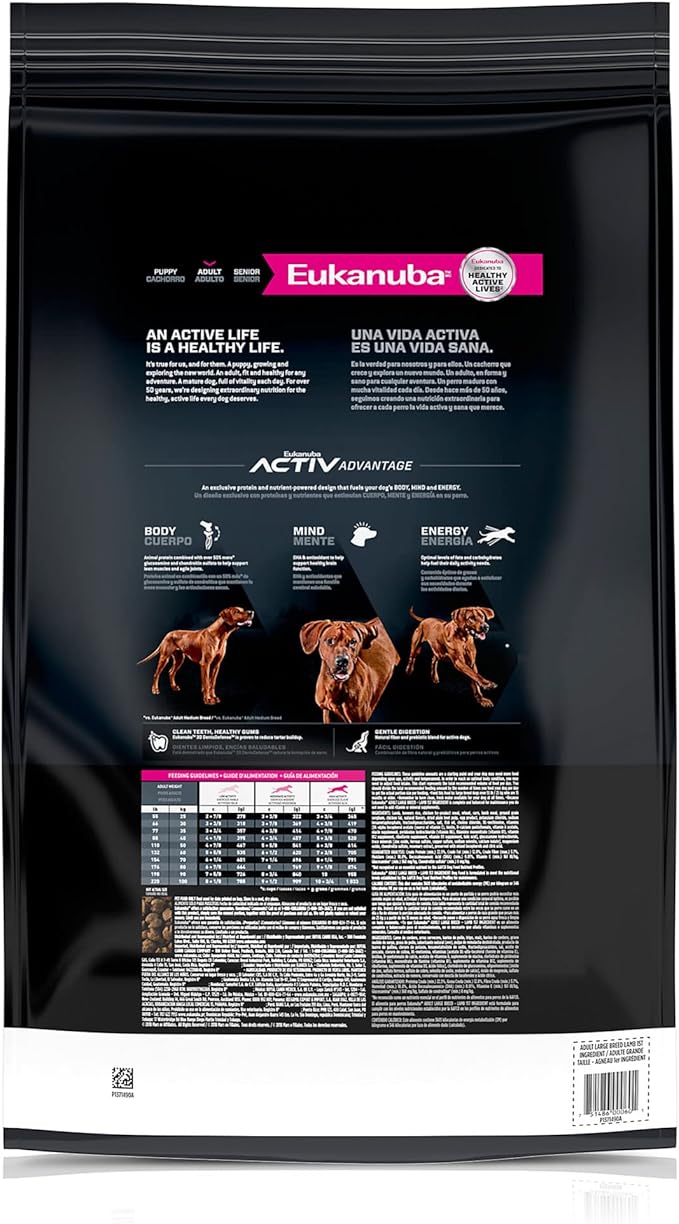 Eukanuba Adult Large Breed Dog Food Dry, Lamb 1st Ingredient, Dog Food Dry Formula for Large Dogs with Protein, DHA and Vitamins to Support an Active Lifestyle, 30 lb Bag - PAWPICO