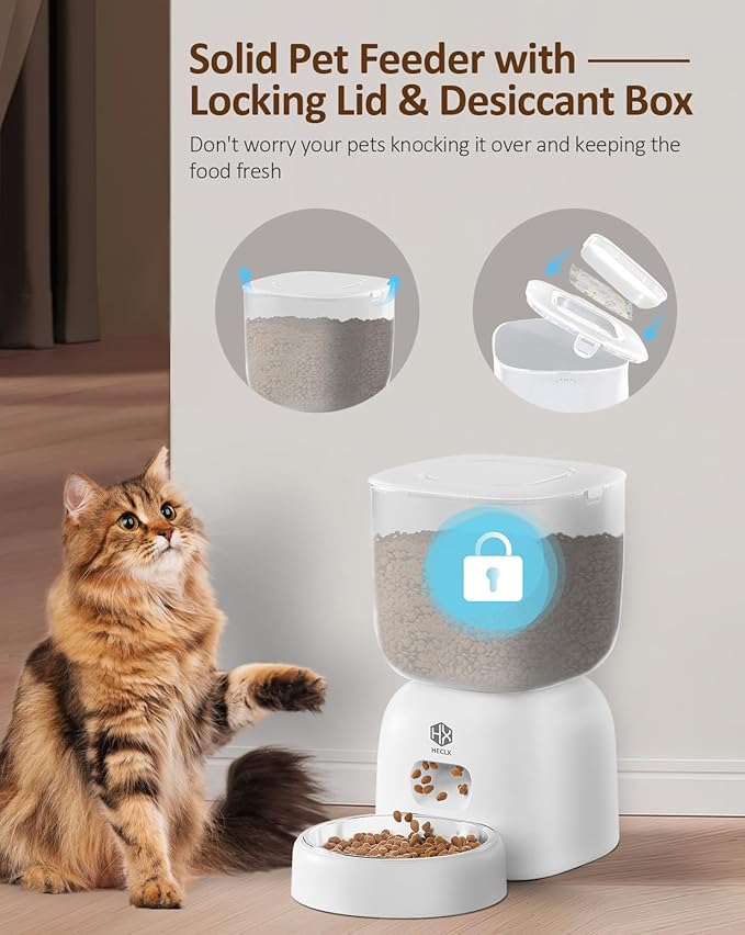 Automatic Cat Feeder and Water Dispenser Set with Pet Food Bowl Timer, Dual Power Supply, Programmable Portion Size, Auto Pet Feeder for Cats and Small Dogs, Voice Recorder, White - PAWPICO