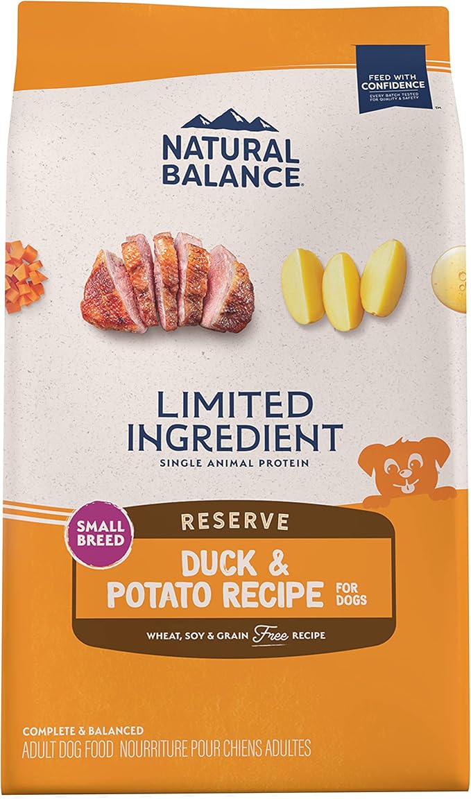 Natural Balance Limited Ingredient Small-Breed Adult Grain-Free Dry Dog Food, Reserve Duck & Potato Recipe, 4 Pound (Pack of 1) - PAWPICO