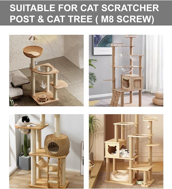 2 PCS M8 Cat Scratching Post Replacement, 15.7 x 3.3 inch Sisal Pole Cat Tree Replacement Post with Screws, Refill Sisal Rope Scratcher Posts for Indoor Kitten Tree Tower Spare Cat Furniture Protector - PAWPICO