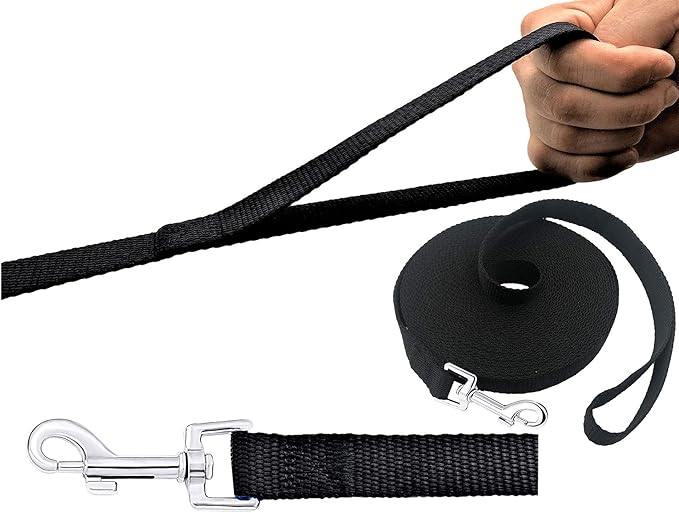 15ft 20ft 30ft 40ft 50ft Long Dog/Puppy Lead Obedience Recall Training Dog Leashes for Small Medium Dogs Camping, Training, Play, or Backyard (15 FT, Black) PETGOGO