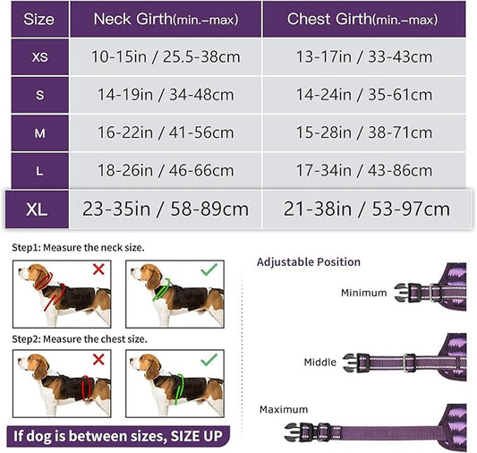 Timos Dog Harness,No-Pull Pet Harness Adjustable Soft Padded Dog Vest,Reflective No-Choke Pet Oxford Vest with Easy Control Handle for X-Large Dogs,Moon Night,XL Timos