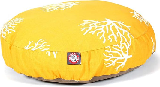 Black Coral Large Round Indoor Outdoor Pet Dog Bed With Removable Washable Cover By Majestic Pet Products - PAWPICO