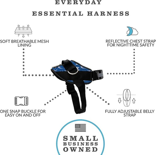 ShawnCo Essential Dog Harness, No-Pull Pet Vest with 3 Leash Clips, No Choke, Reflective, Adjustable and Padded, for Easy Walking and Training for Small, Medium and Large Dogs (White Sharks, S) SHAWNCO