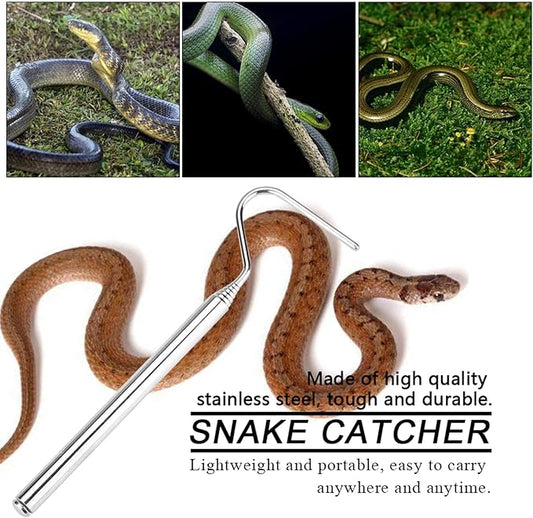 Collapsible Snake Hook Stainless Steel Extensible Snake Catcher Capture Hook for Catching Handling Grabber Separate Small Pet Snake PAWPICO