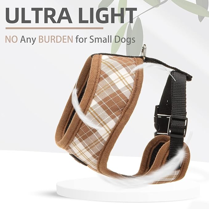 PUPTECK Soft Mesh Dog Harness and Leash Set Pet Puppy Cat Comfort Padded Vest No Pull Harnesses, Brown, XS PUPTECK