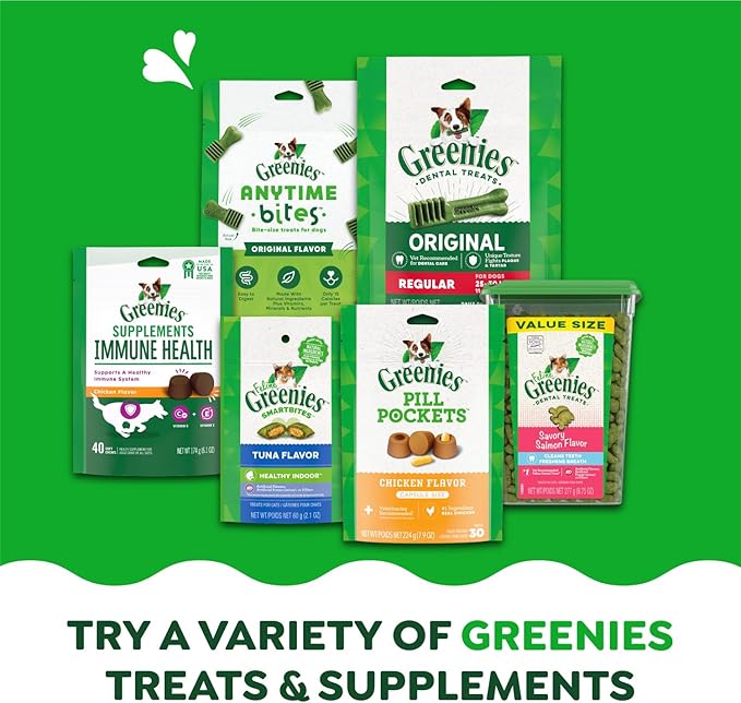 GREENIES Original Large Natural Dog Dental Care Chews Oral Health Dog Treats, 12 oz. Pack (48 Treats) - PAWPICO