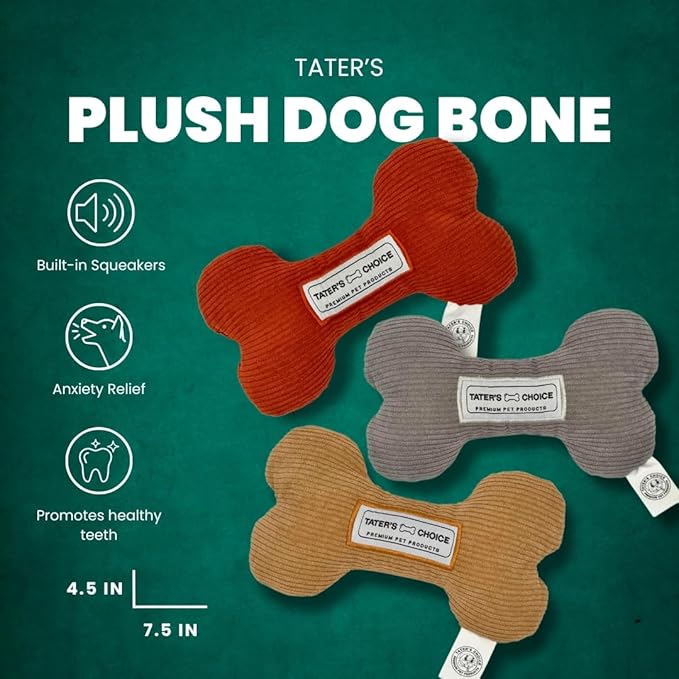 Tater's Choice 32" Dog Bed - Premium Braided Dog Bed with 3 Pack of Plush Bones - Luxurious and Durable Pet Beds with Plush Polyester Filling, Non-Slip Base, Washable Mattress, Charcoal Grey, Medium - PAWPICO