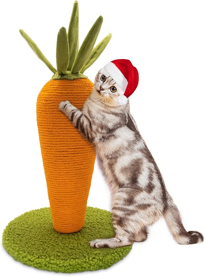 AUSCAT Cat Scratching Post, Cute Carrot Scratching Post, Nature Sisal Cat Scratcher for Indoor Cats and Kittens - PAWPICO