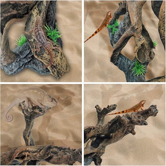 Resin Reptile Driftwood Decoration Bearded Dragon Branch Lizard Climb Habitat Decor Hanging Jungle Vines Reptiles Tank Accessories for Chameleon Snake Gecko Spider Fish Tree Frog MUYG