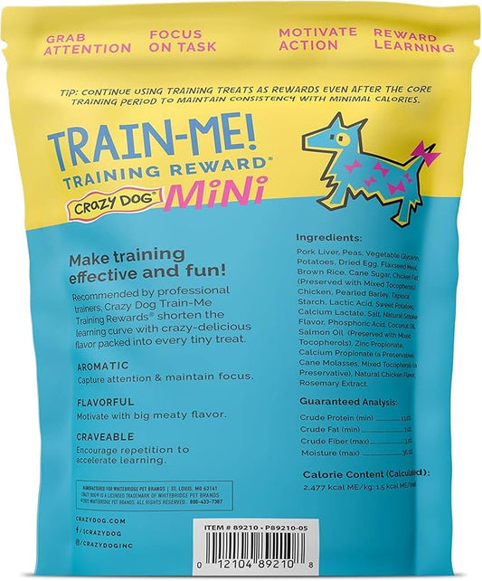 Crazy Dog Mini Train-Me! Training Treats 10 oz. Pouch, Chicken Flavor, with 500 Treats per Bag, Recommended by Dog Trainers - PAWPICO