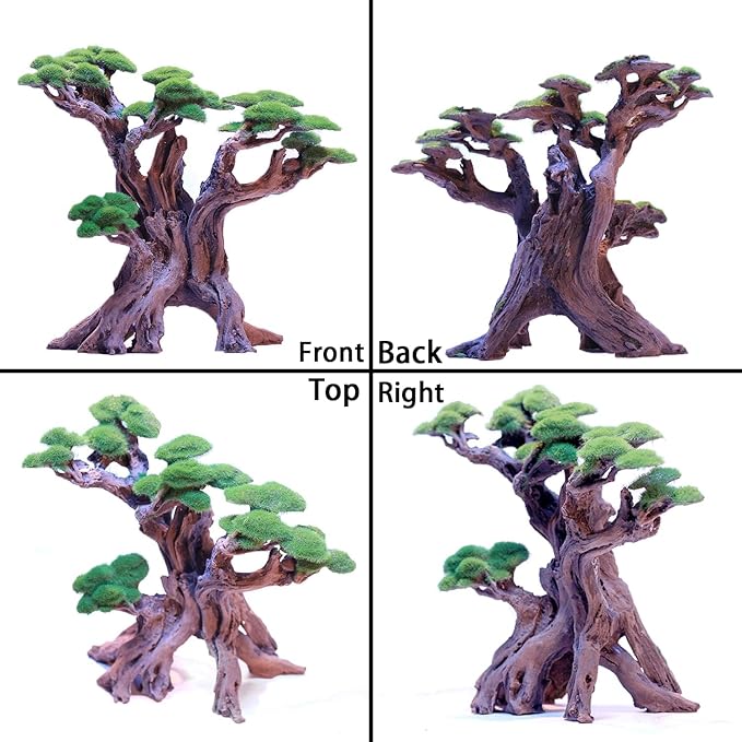 Fish Tank Decor- Bonsai Tree of The Forest with Faux Moss- Aquarium Rocks Aquascaping- Made of Sandstone, 8.8 x 4.3 x 7.8 inches Novelsite