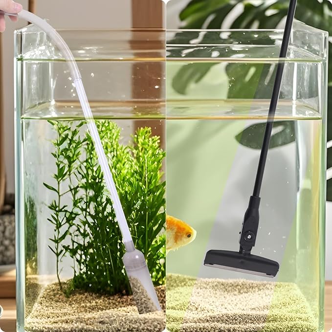 Aquarium Cleaning Kit - Fish Tank Gravel Vacuum Cleaner & Algae Scraper for Glass Tanks, Easy Water Change & Algae Removal for Freshwater & Saltwater Tanks, Maintain Clear & Healthy Water PAWPICO