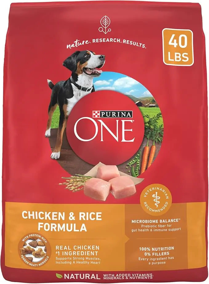 Purina ONE Chicken and Rice Formula Dry Dog Food - 40 lb. Bag - PAWPICO