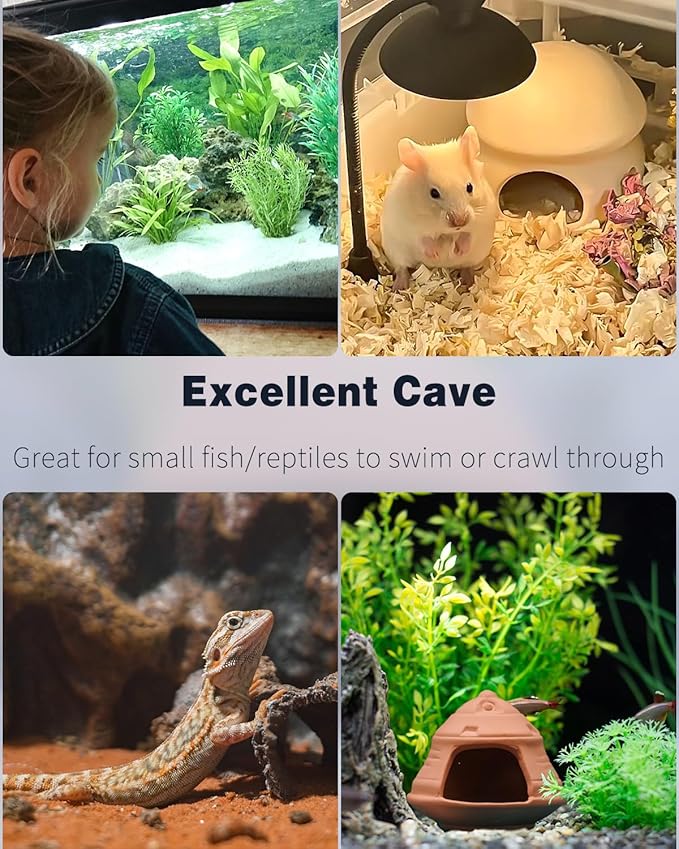 Uniclife Aquarium UFO Ornament Fish Tank Decoration Ceramic Flying Saucer Hut for Fish Tank Landscape Aquarium Hideout Hideaway Spawning Cave Decor for Shrimp Betta Goldfish and Reptiles UnicLife